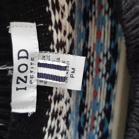 IZOD Petite Knitted Navy Blue Cotton Cardigan Size M - Picture 5 of 8